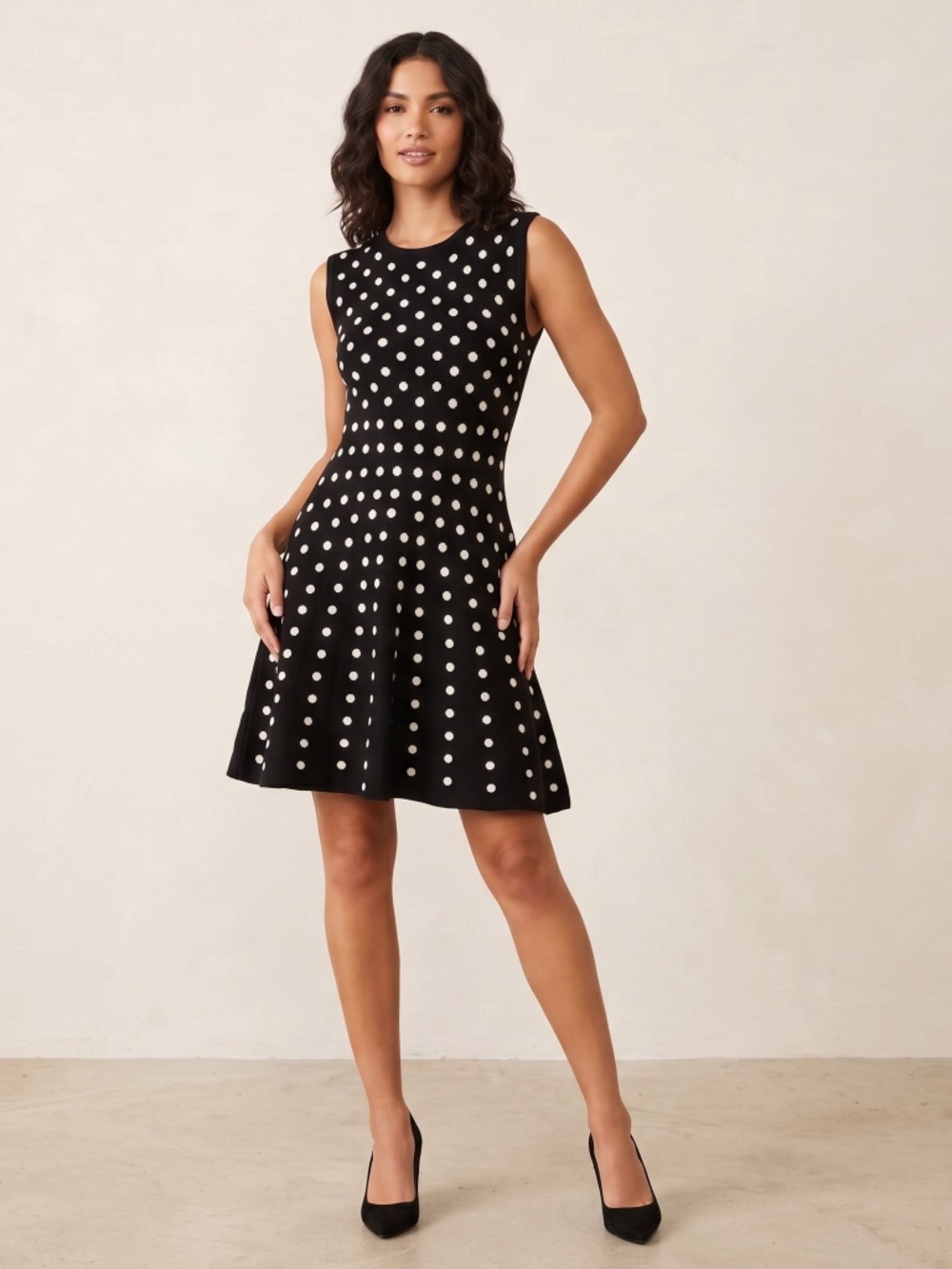 Betsey Johnson Black and White Polka Dot Women's skater style dress small